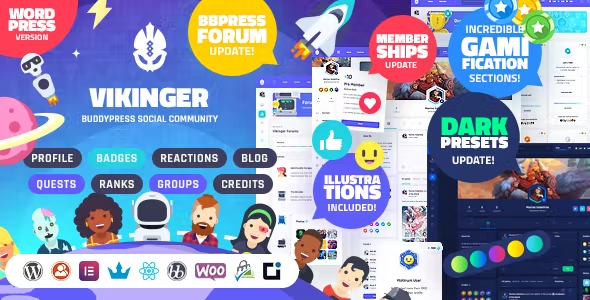 Vikinger BuddyPress and GamiPress Social Community - WordPress Theme